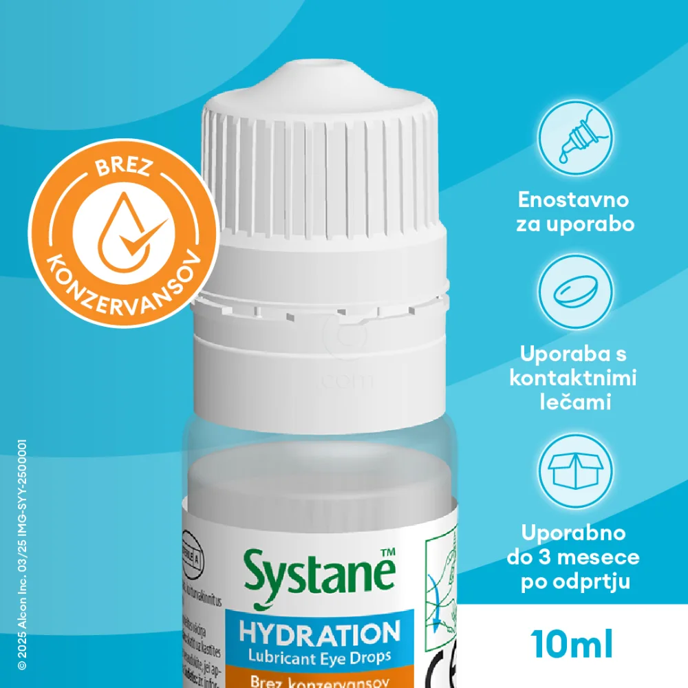 Systane Hydratation brez konzervansov, kapljice za oko (10 ml)